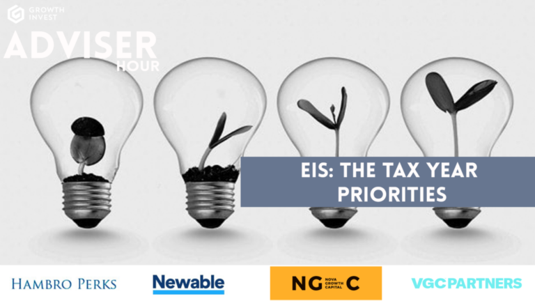 Adviser Hour Title - EIS The Tax Year Priorities with lightbulb image behind and 4 logos below