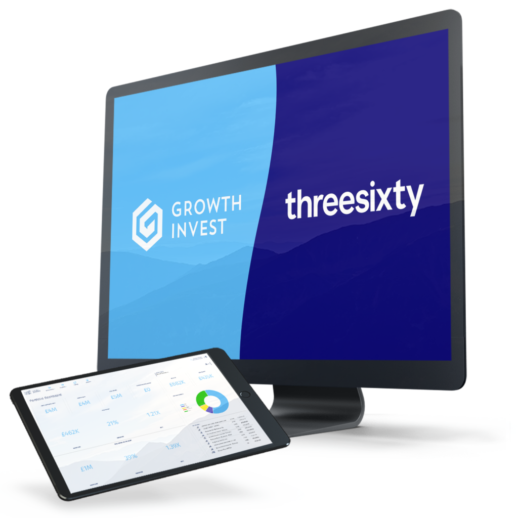Threesixty cobranded screen on desktop screen next to dashboard in tablet screen