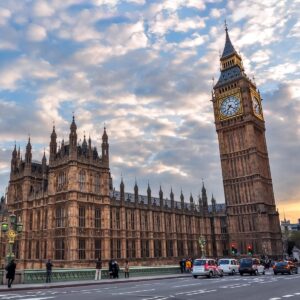 Houses of Parliament and Big Ben at sunset, London, UK